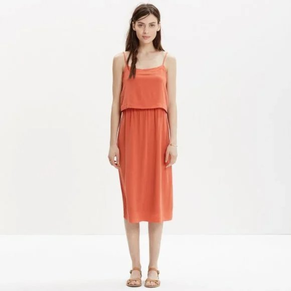 Madewell Silk Overlay Cami Dress in Burnt Copper Sleeveless (size M) - Picture 13 of 15